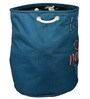 Teal Blue Polyester Slub 50 Ltr (1Pc) Laundry Basket with Lid