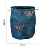 Teal Blue Polyester Slub 50 Ltr (1Pc) Laundry Basket with Lid