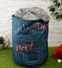 Teal Blue Polyester Slub 50 Ltr (1Pc) Laundry Basket with Lid