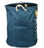 Teal Blue Polyester Slub 50 Ltr (1Pc) Laundry Basket with Lid