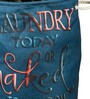 Teal Blue Polyester Slub 50 Ltr (1Pc) Laundry Basket with Lid
