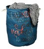 Teal Blue Polyester Slub 50 Ltr (1Pc) Laundry Basket with Lid