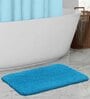 Teal Blue Solid 100% Polyester AntiSkid Bathmat