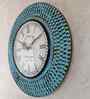 Teal Colour Engineered Wood Distress Finish Dotted Wall Clock