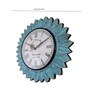 Teal Colour Engineered Wood Distress Finish Sun Flower Wall Clock