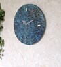 Teal Colour Engineered Wood Marble Dust Textured Wall Clock