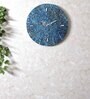 Teal Colour Engineered Wood Marble Dust Textured Wall Clock
