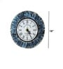 Teal Colour Round Solid Wood Bark Finish Wall Clock