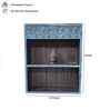 Teal Colour Solid Wood Handcarved Box Style Floating Wall Shelf With Compartment