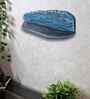 Teal Colour Solid Wood Wall Shelf With Bark Lining