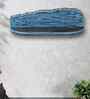 Teal Colour Solid Wood Wall Shelf With Bark Lining