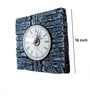Teal Colour Square Solid Wood Bark Finish Wall Clock