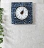 Teal Colour Square Solid Wood Bark Finish Wall Clock