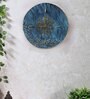 Teal Coloured Engineered Wood 3D Art Vintage Wall Clock Without Glass