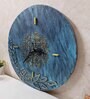 Teal Coloured Engineered Wood 3D Art Vintage Wall Clock Without Glass