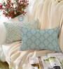 Teal Cotton Ethnic motif 18x12 inches Cushion Covers (Pack of 2)