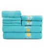 Teal Cotton Patterned 500 GSM Towel Set 8 Pieces