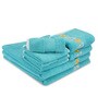 Teal Cotton Patterned 500 GSM Towel Set 8 Pieces