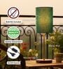 Teal Cylinder Fabric Shade Table Lamp, Brown Wooden Base Bedside & Desk Light for Bedroom, Living Room & Home Decor
