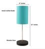 Teal Cylinder Fabric Shade with Modern Silver & Black Table Lamp for Bedroom & Living Room