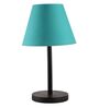 Teal Fabric Shade Table Lamp, Minimalist Bedside Lamp with Metal Base for Bedroom, Living Room & Study