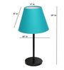 Teal Fabric Shade Table Lamp, Modern Bedside & Desk Lamp with Metal Base for Bedroom, Living Room & Home Decor