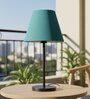 Teal Fabric Shade Table Lamp, Modern Bedside & Desk Lamp with Metal Base for Bedroom, Living Room & Home Decor