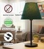 Teal Fabric Shade Table Lamp, Modern Bedside & Desk Lamp with Metal Base for Bedroom, Living Room & Home Decor