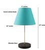 Teal Fabric Shade with Modern Silver & Black Table Lamp for Bedroom & Living Room