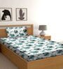 Teal Floral 150 TC Cotton Single Bed Sized Bed Sheets With 1 Pillow Cover