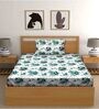 Teal Floral 150 TC Cotton Single Bed Sized Bed Sheets With 1 Pillow Cover