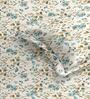Teal Floral 144 TC Cotton Queen Sized Double Bedsheet with 2 Pillow Covers Botanical Dreams Collection