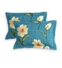 Teal Floral 144 TC Microfiber Queen Sized Double Bedsheet with 2 Pillow Covers