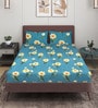 Teal Floral 144 TC Microfiber Queen Sized Double Bedsheet with 2 Pillow Covers