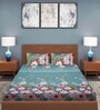 Green Floral 186 TC Cotton Double Sized Bedsheet With 2 Pillow Covers