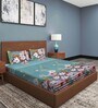 Green Floral 186 TC Cotton Double Sized Bedsheet With 2 Pillow Covers
