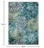 Teal Green Floral Polyester 8' X 10' Machine Made Carpet