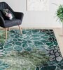 Teal Green Floral Polyester 8' X 10' Machine Made Carpet