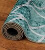 Teal Green Floral Polyester 8' X 10' Machine Made Carpet