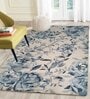 Teal Floral Wool 5 ft x 7 ft Hand Tufted Carpet