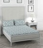 Teal Geometric 200 TC 100% Cotton Double Bedsheet With 2 Pillow Covers Solana Collection