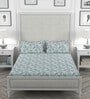 Teal Geometric 200 TC 100% Cotton Double Bedsheet With 2 Pillow Covers Solana Collection