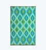 Teal Geometrical Polyproylene 4 ft x 6 ft Machine Made Picnic  Mats