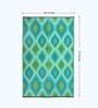 Teal Geometrical Polyproylene 4 ft x 6 ft Machine Made Picnic  Mats
