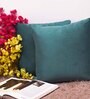 Teal Green Holland Velvet Solid 16X16 Inches Cushion Cover