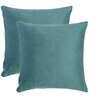 Teal Green Holland Velvet Solid 16X16 Inches Cushion Cover