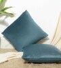 Teal Green Holland Velvet Solid 16X16 Inches Cushion Cover