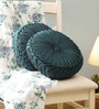 Teal Green Polyester Round Shaped Cushion