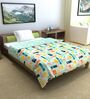 Teal Grey Microfiber Abstract 120 Gsm Single Comforter