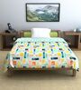 Teal Grey Microfiber Abstract 120 Gsm Single Comforter